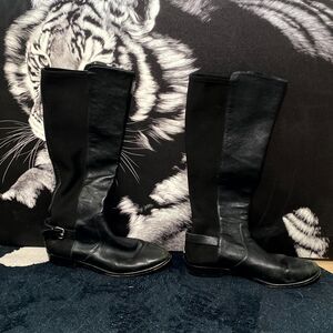Coach Liza A8794 Riding Boots Women's 8.5B Black Leather Knee High Block Heel
